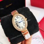 Swiss Cartier Mini Baignoire Rose Gold Sapphire Watch for Women